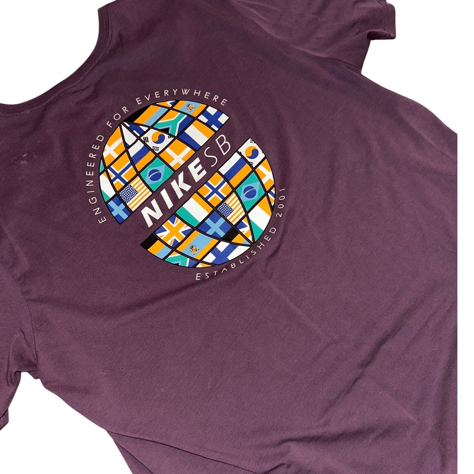 Nike Sb Dri-Fit Purple Globe Graphic T-Shirt Womens Xl Short Sleeve Skate Tee